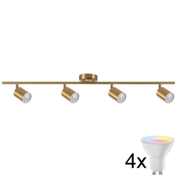 LED RGBW dimmbarer Einbaustrahler GOLDIE 4xGU10/4,8W/230V 3000K goldfarben + Fernbedienung