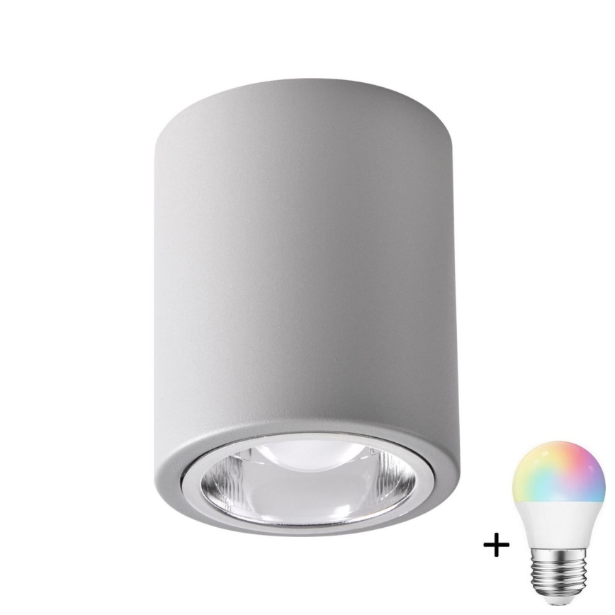 LED RGBW dimmbarer Einbaustrahler JUPITER 1xE27/6,5W/230V 2700-6500K Wi-Fi Ø 9,8 cm grau