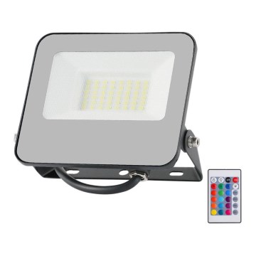 LED RGBW dimmbarer Fluter LED/30W/230V IP65 grau + Fernbedienung