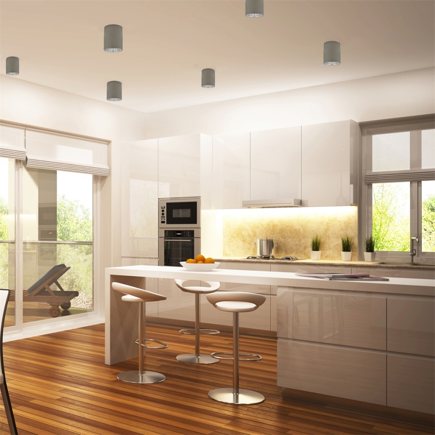 LED RGBW dimmbarer Einbaustrahler JUPITER 1xE27/6,5W/230V 2700-6500K Wi-Fi Ø 9,8 cm grau