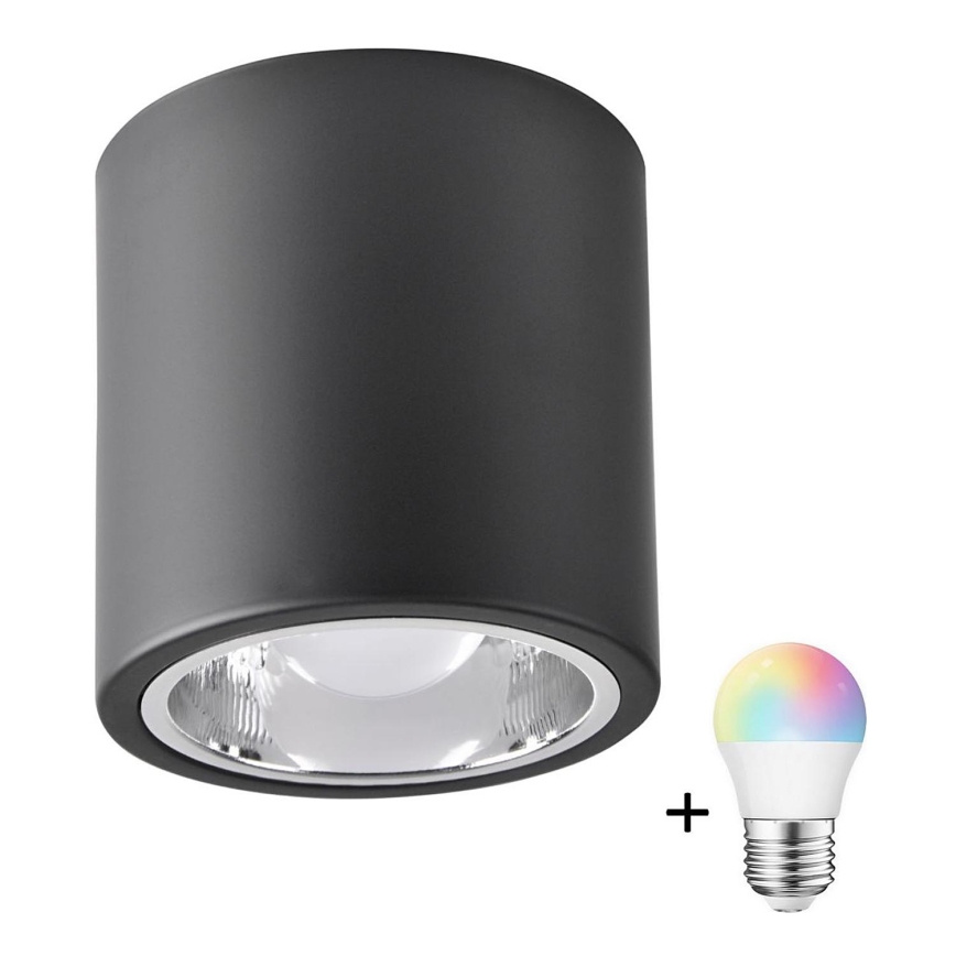 LED RGBW dimmbares Einbauleuchte JUPITER 1xE27/6,5W/230V 2700-6500K Wi-Fi Ø 13 cm schwarz