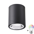 LED RGBW dimmbares Einbauleuchte JUPITER 1xE27/6,5W/230V 2700-6500K Wi-Fi Ø 9,8 cm schwarz
