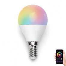 LED RGBW Glühbirne G45 E14/7W/230V 3000-6500K Wi-Fi - Aigostar