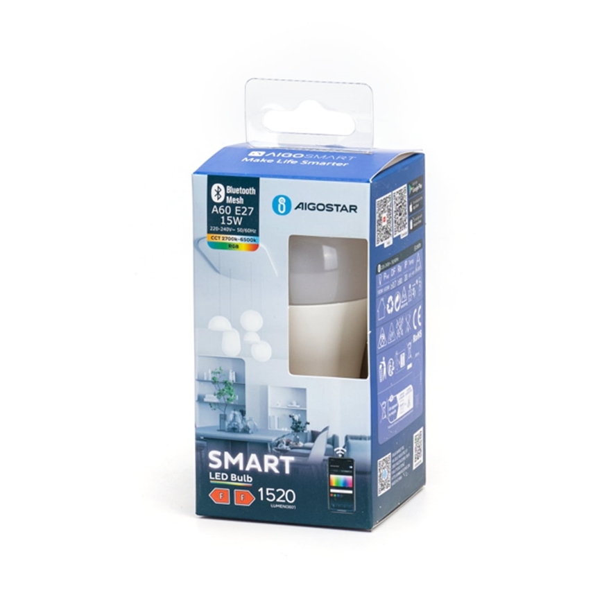 Dimmbare LED-RGBW-Lampe MESH Smart A60 E27/15W/230V 2700-6500K - Aigostar