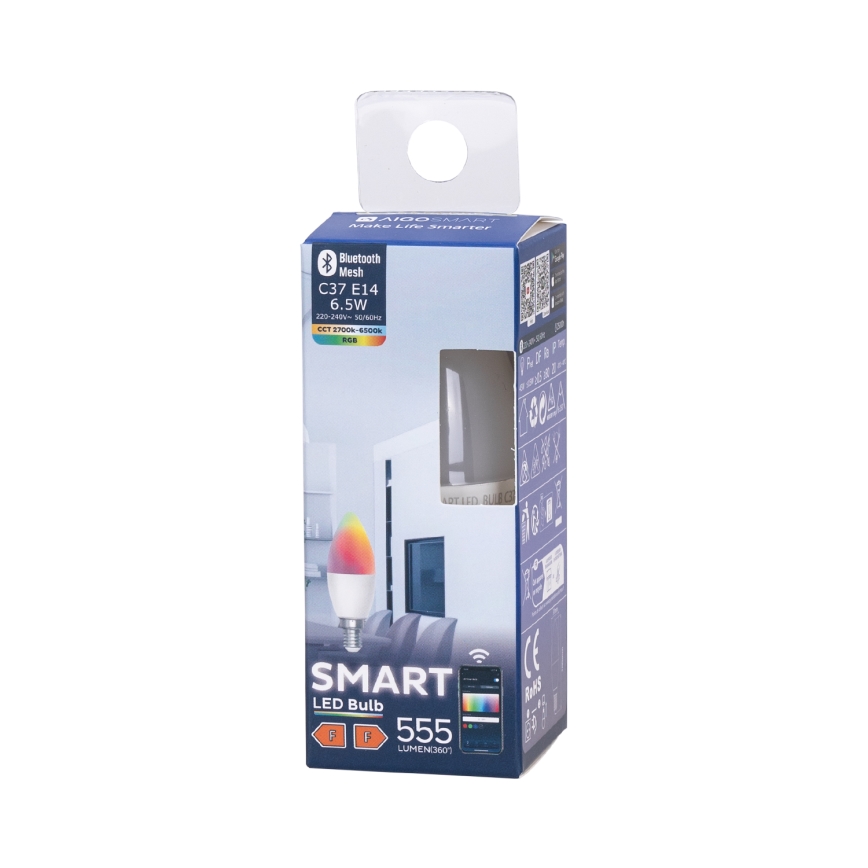 Dimmbare LED-RGBW-Lampe C37 E14/6,5W/230V 2700-6500K - Aigostar