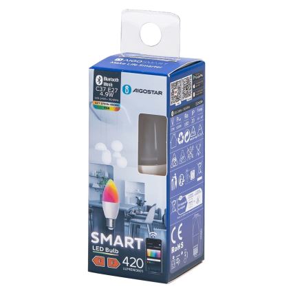 Dimmbare LED-RGBW-Lampe C37 E27/4,9W/230V 2700-6500K - Aigostar