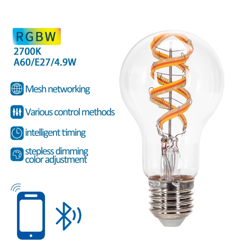 Dimmbare LED-RGBW-Lampe FILAMENT MESH Smart A60 E27/4,9W/230V 2700K - Aigostar
