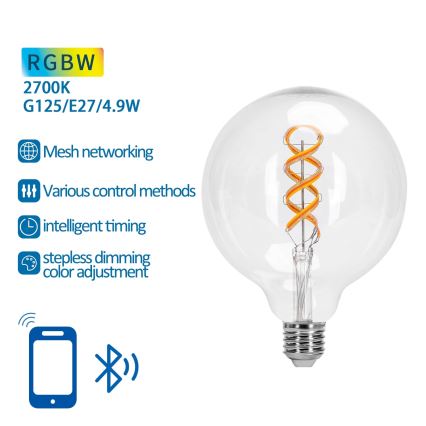 Dimmbare LED-RGBW-Lampe FILAMENT MESH Smart G125 E27/4,9W/230V 2700K - Aigostar