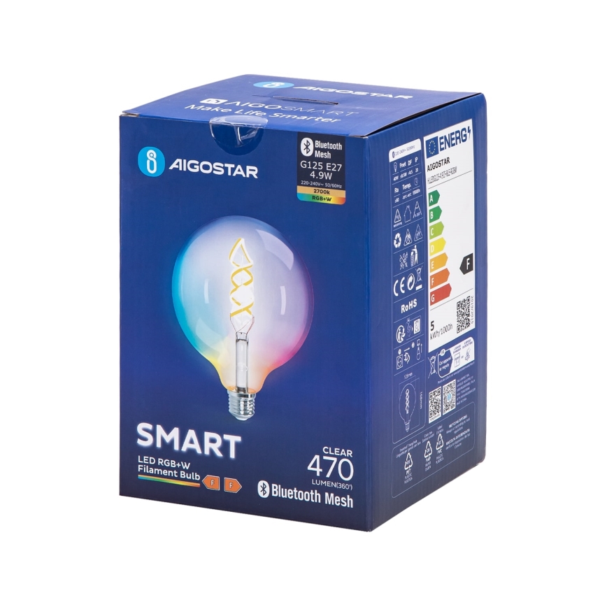 Dimmbare LED-RGBW-Lampe FILAMENT MESH Smart G125 E27/4,9W/230V 2700K - Aigostar