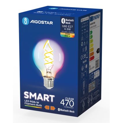 Dimmbare LED-RGBW-Lampe FILAMENT MESH Smart G80 E27/4,9W/230V 2700K - Aigostar