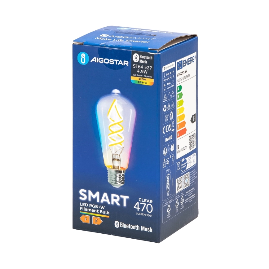 Dimmbare LED-RGBW-Lampe FILAMENT MESH Smart ST64 E27/4,9W/230V 2700K - Aigostar