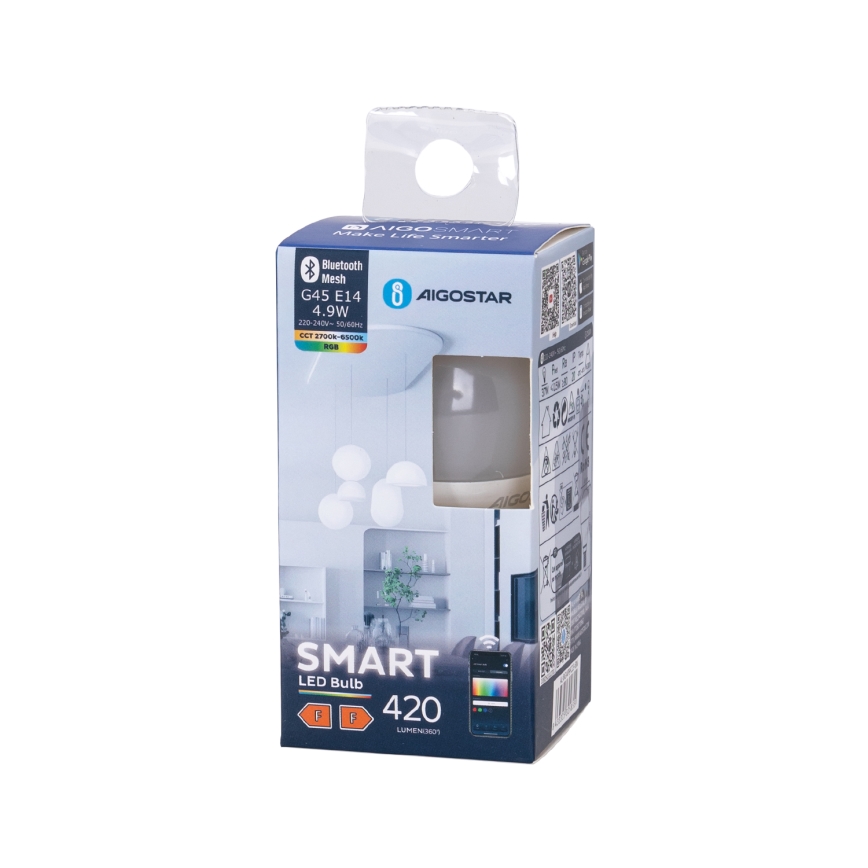 Dimmbare LED-RGBW-Lampe G45 E14/4,9W/230V 2700-6500K - Aigostar