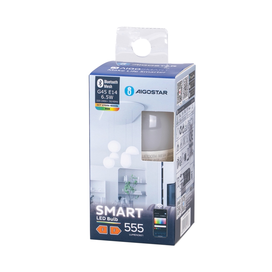 Dimmbare LED-RGBW-Lampe G45 E14/6,5W/230V 2700-6500K - Aigostar