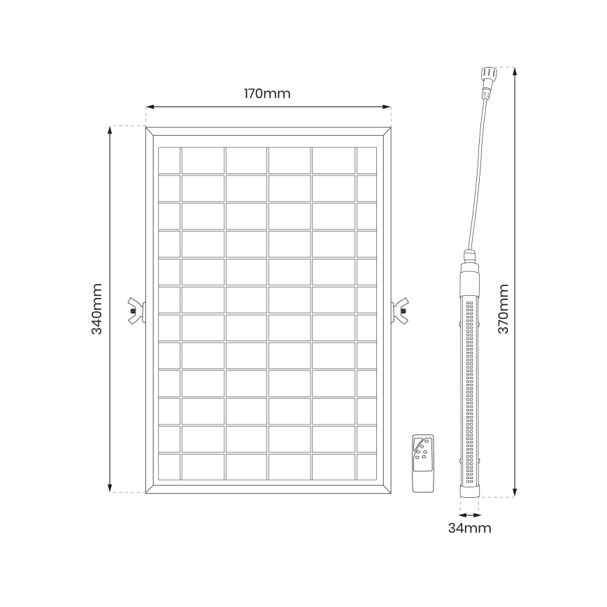 Dimmbare Outdoor-LED-Röhre mit Dämmerungssensor und Solarpanel JIMMY 40W/5000 mAh 3,7V 6000K IP65 + Fernbedienung