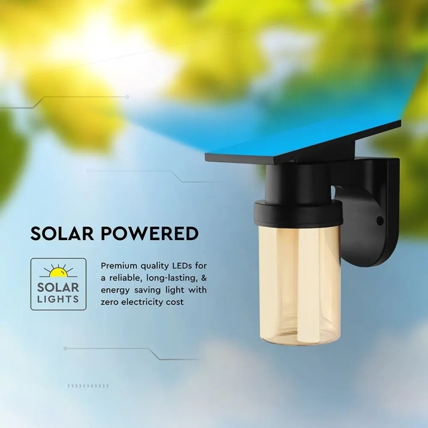 LED-Solar-Wandleuchte LED/3,7V 2700/3200/5000K IP54 1800 mAh Schwarz/rauchiges Beige + Fernbedienung