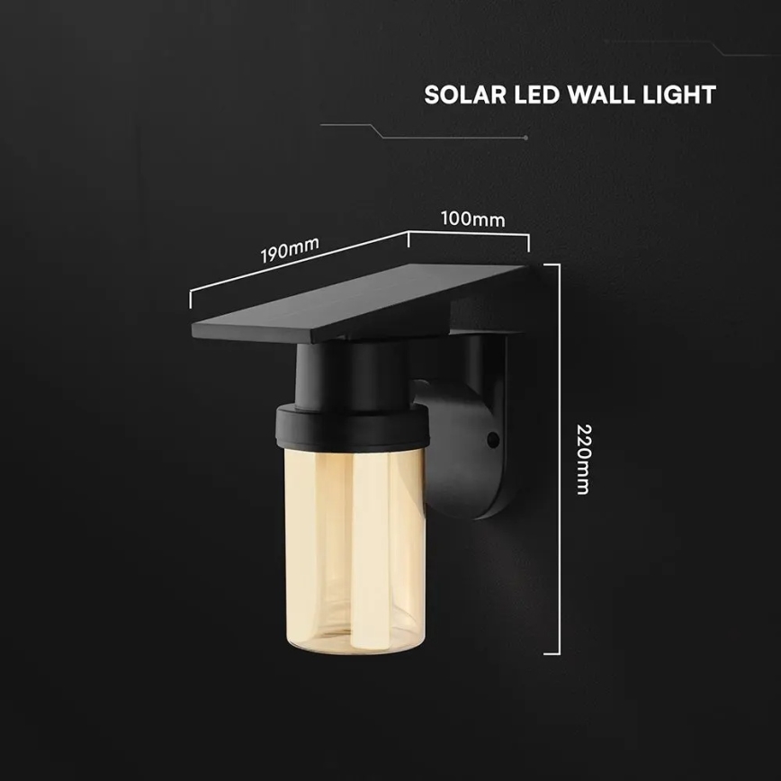 LED-Solar-Wandleuchte LED/3,7V 2700/3200/5000K IP54 1800 mAh Schwarz/rauchiges Beige + Fernbedienung