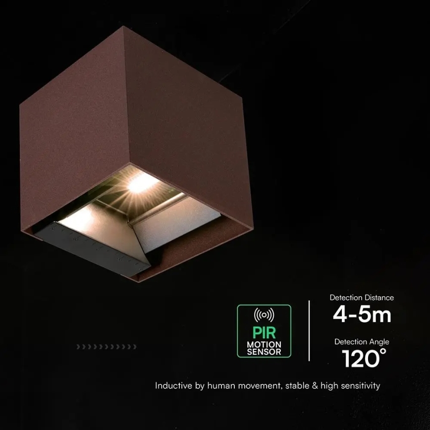LED-Solar-Wandleuchte mit Sensor LED/9W/3,7V 3000/4000/5000K IP65 2600 mAh braun