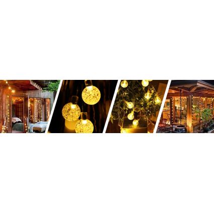 LED-Solar-Deko-Lichterkette 50xLED/8 Funktionen 500 mAh 9,5 m IP67 warmweiß