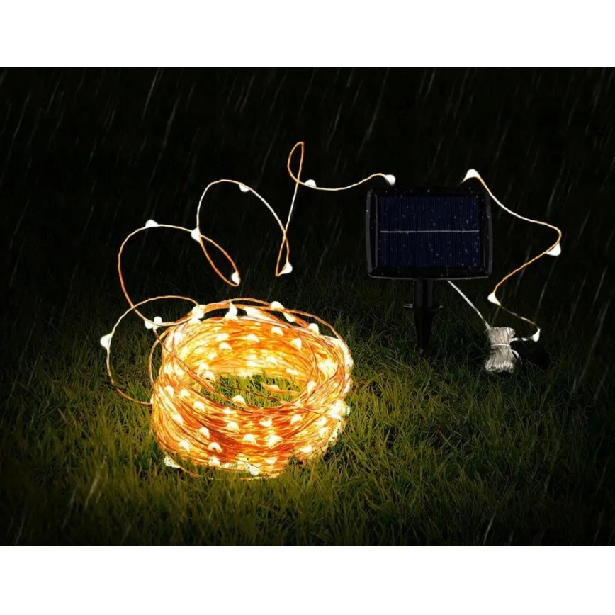 LED Solar-Dekorations-Lichterkette 100xLED/1,2V 800 mAh 7 m IP44 schwarz
