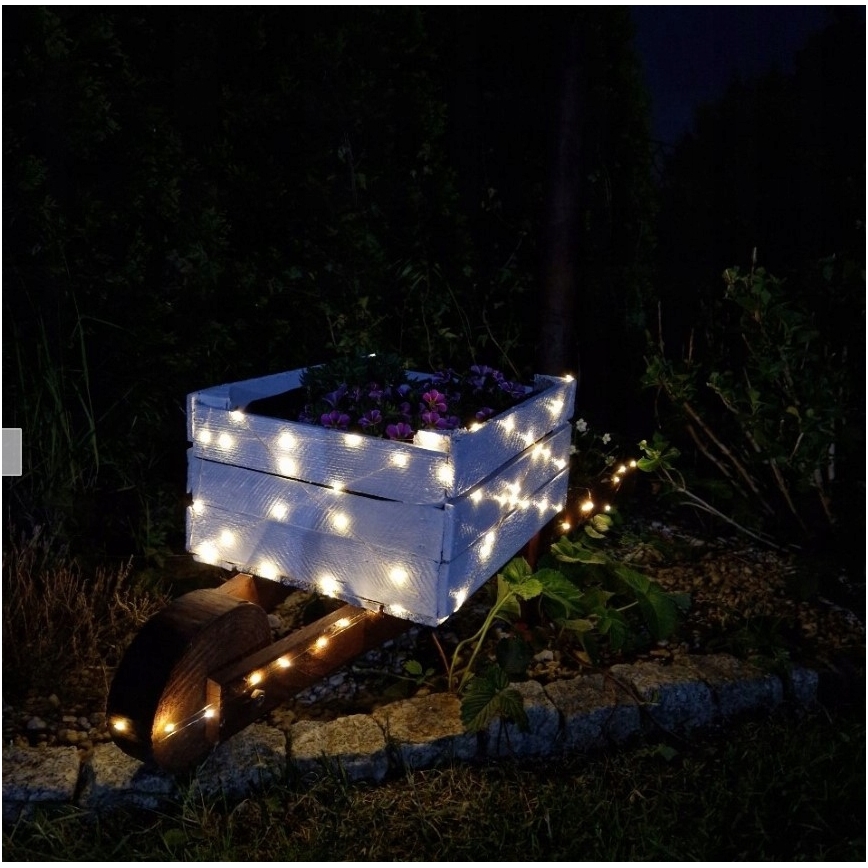 LED Solar-Dekorations-Lichterkette 100xLED/1,2V 800 mAh 7 m IP44 schwarz