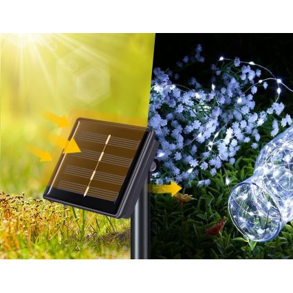 LED Solar-Dekorations-Lichterkette 100xLED/1,2V 800 mAh 7 m IP44 schwarz