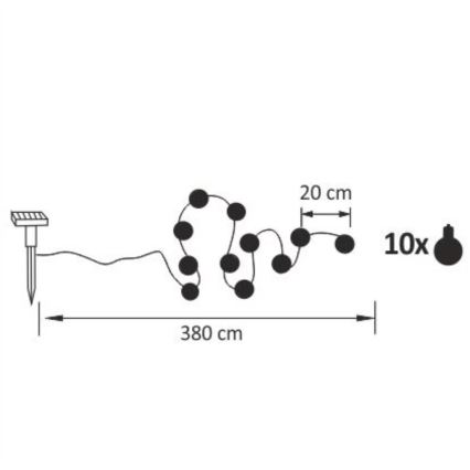 LED Solar-Dekorationskette LED/1,2V 300 mAh 3,8 m IP44
