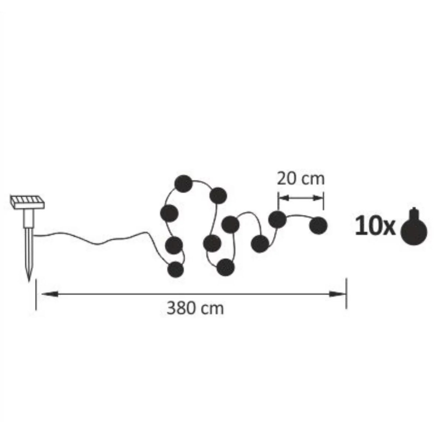 LED Solar-Dekorationskette LED/1,2V 300 mAh 3,8 m IP44