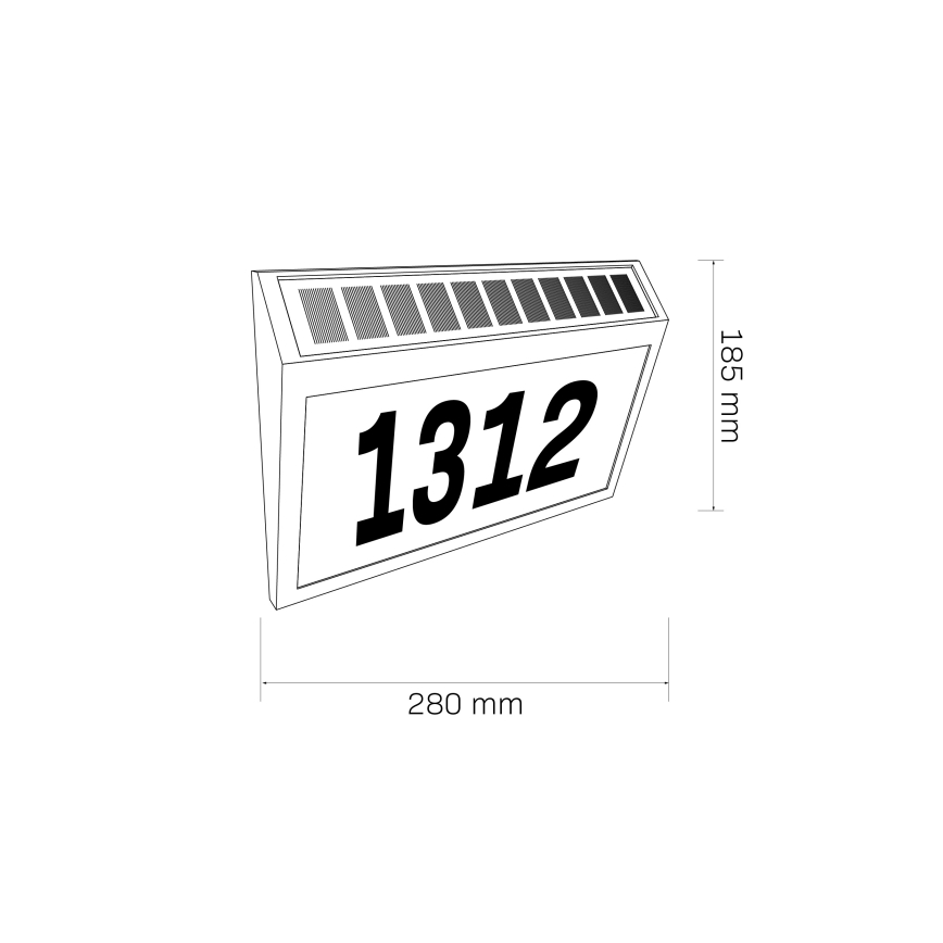 LED-Solar-Hausnummer NUMERO LED/3,7V 6000K 1200 mAh IP44 schwarz