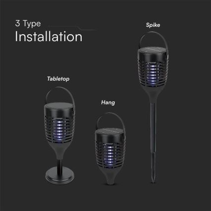 LED-Solar-Insektenvernichter 3in1 LED/1,3W/3,7V IP24 20 mm 2200 mAh