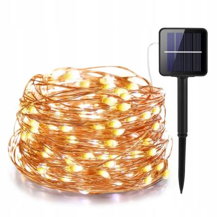 LED Solar-Lichterkette, 200 LEDs, 1,2 V, 800 mAh, 12 m, IP44, schwarz