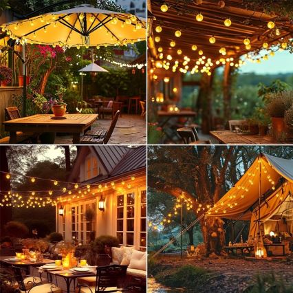 LED-Solar-Lichterkette 30 LEDs/8 Funktionen 500 mAh 6,5 m IP67 warmweiß