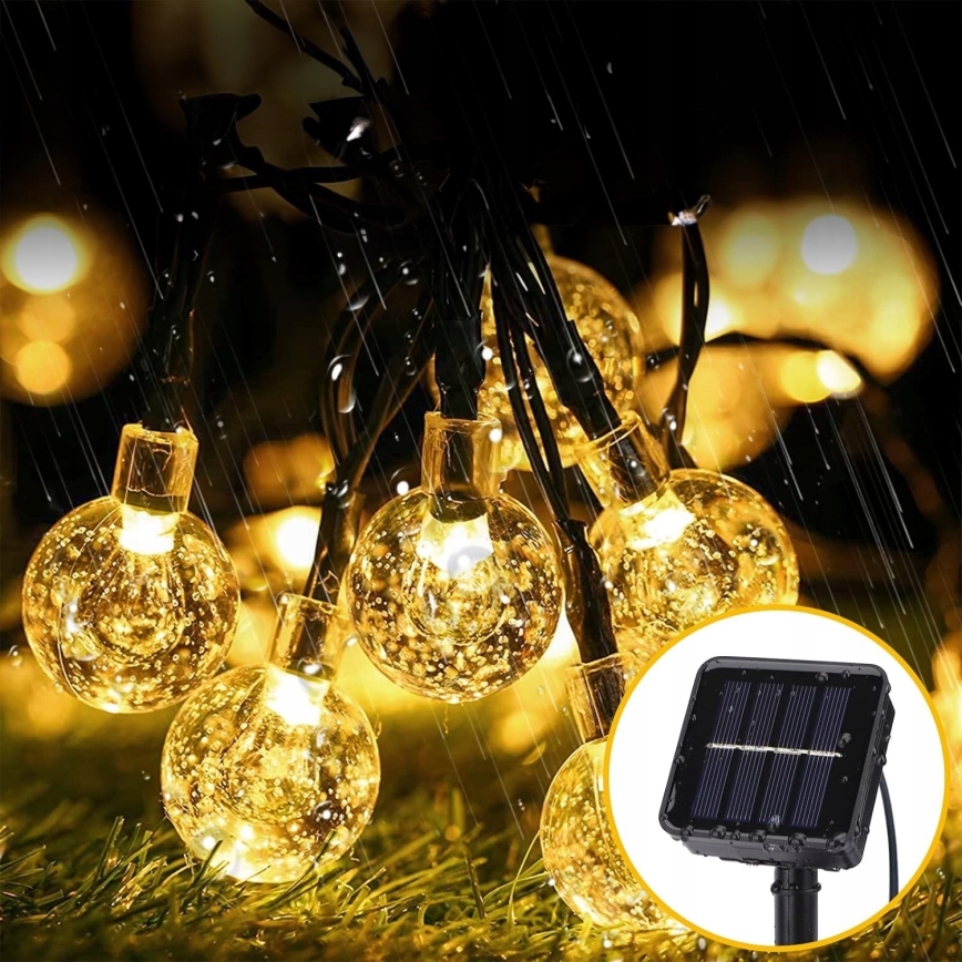 LED-Solar-Lichterkette 30 LEDs/8 Funktionen 500 mAh 6,5 m IP67 warmweiß