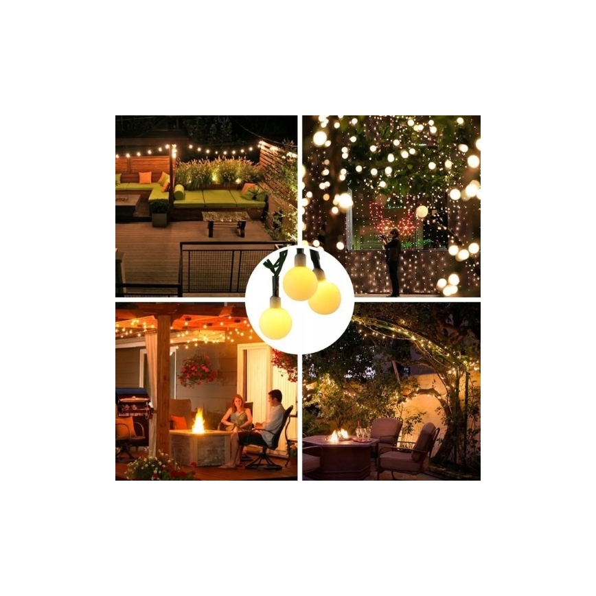 LED-Solar-Lichterkette 30xLED/8 Funktionen 500 mAh 6,5 m IP67 warmweiß