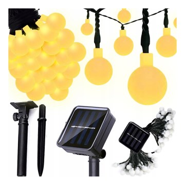 LED-Solar-Lichterkette, 50 LEDs, 8 Funktionen, 500 mAh Akku, 9,5 m, IP67, warmweiß
