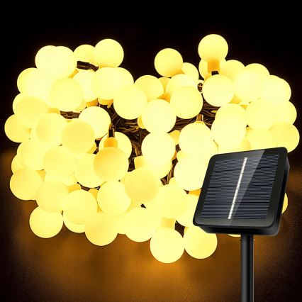 LED-Solar-Lichterkette, 50 LEDs, 8 Funktionen, 500 mAh Akku, 9,5 m, IP67, warmweiß