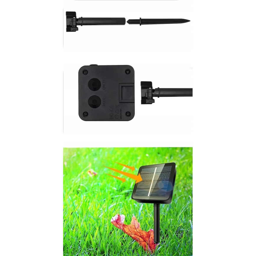 LED-Solar-Lichterkette, 50 LEDs, 8 Funktionen, 500 mAh Akku, 9,5 m, IP67, warmweiß