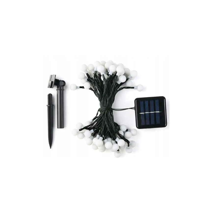 LED-Solar-Lichterkette, 50 LEDs, 8 Funktionen, 500 mAh Akku, 9,5 m, IP67, warmweiß