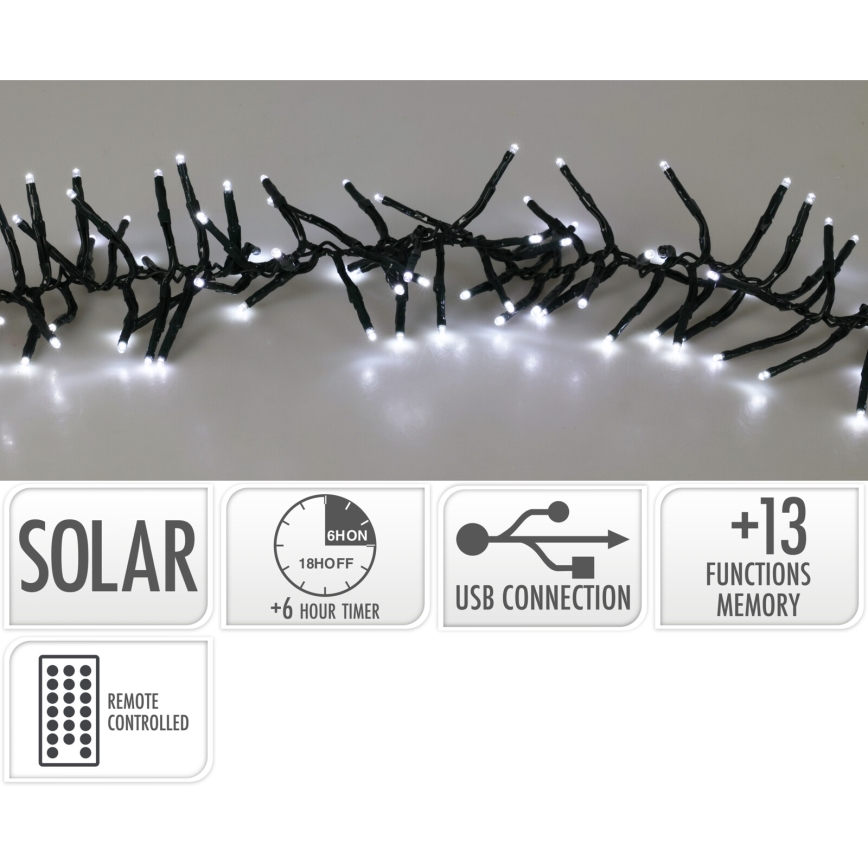 LED-Solarlichterkette 768xLED/3,7V/13 Funktionen 1200 mAh 8,6 m IP44 kaltweiß + Fernbedienung
