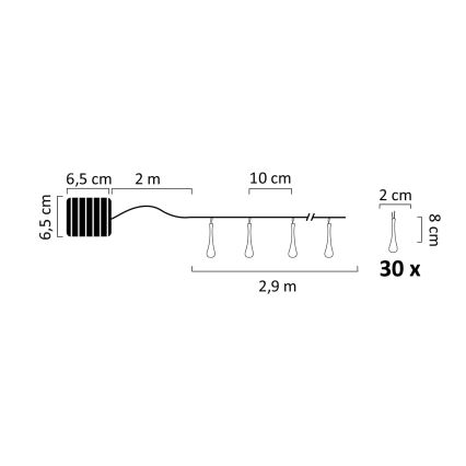 LED Solar-Lichterkette ICE 30xLED/1,2V 300 mAh IP44