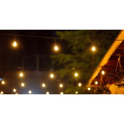 Dimmbare LED-Solar-Lichterkette für den Außenbereich PARTY 10xE27/3,7V 1800 mAh 10 m IP44 + Fernbedienung
