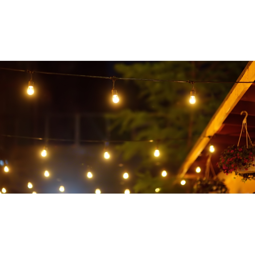 Dimmbare LED-Solar-Lichterkette für den Außenbereich PARTY 10xE27/3,7V 1800 mAh 10 m IP44 + Fernbedienung