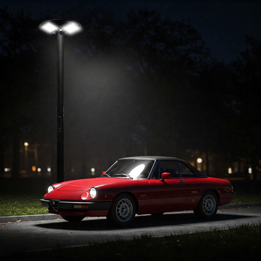 LED-dimmbar solarbetriebene Straßenlampe mit Sensor LED/15W/6V 11000 mAh 6500K IP65 schwarz + Fernbedienung