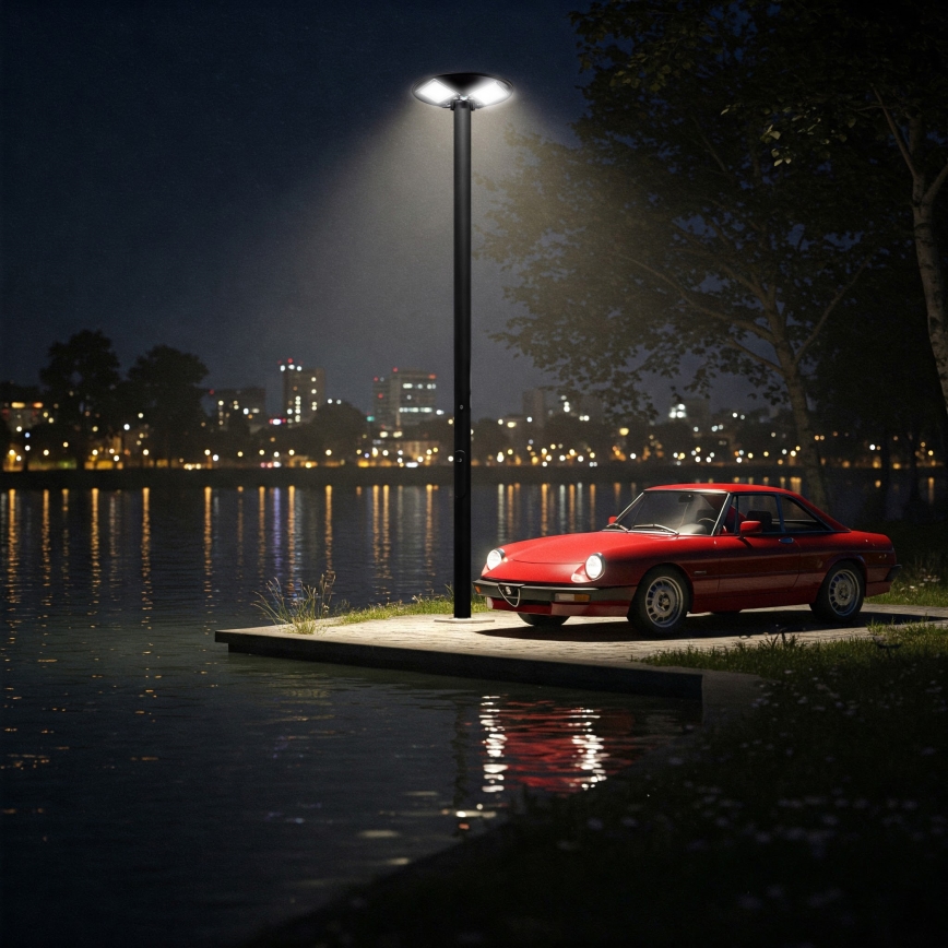 LED-dimmbar solarbetriebene Straßenlampe mit Sensor LED/15W/6V 11000 mAh 6500K IP65 schwarz + Fernbedienung
