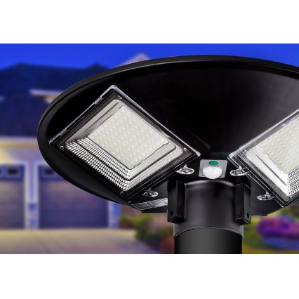 LED-dimmbar solarbetriebene Straßenlampe mit Sensor LED/15W/6V 11000 mAh 6500K IP65 schwarz + Fernbedienung