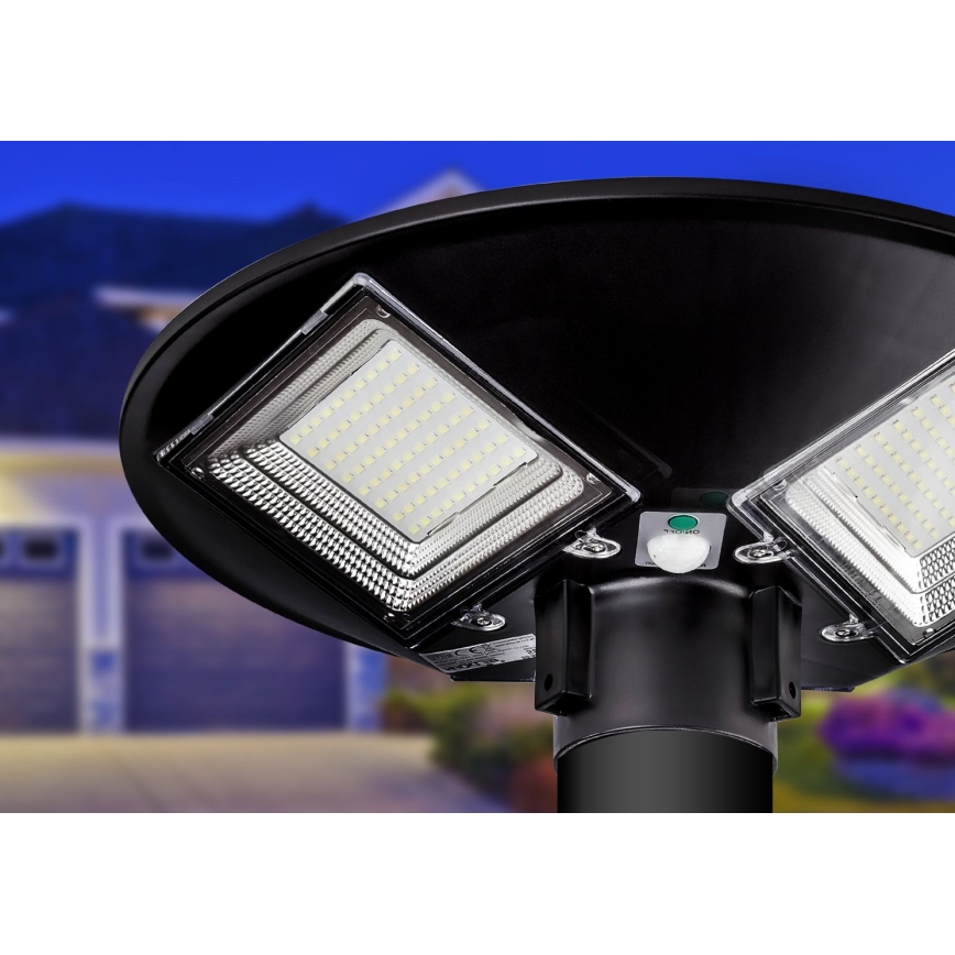 LED-dimmbar solarbetriebene Straßenlampe mit Sensor LED/15W/6V 11000 mAh 6500K IP65 schwarz + Fernbedienung