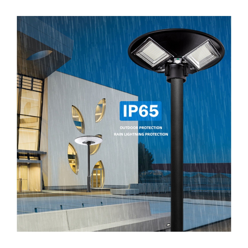 LED-dimmbar solarbetriebene Straßenlampe mit Sensor LED/15W/6V 11000 mAh 6500K IP65 schwarz + Fernbedienung