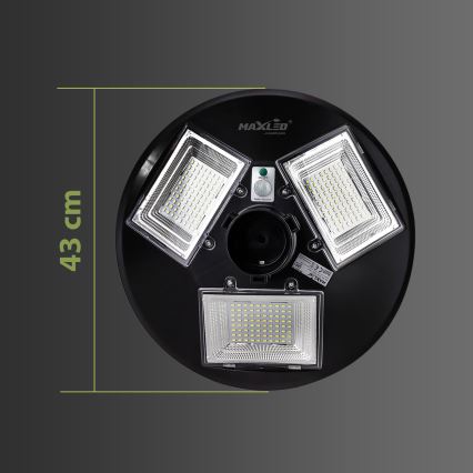 LED-dimmbar solarbetriebene Straßenlampe mit Sensor LED/15W/6V 11000 mAh 6500K IP65 schwarz + Fernbedienung