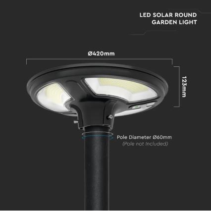 LED-Solar-Straßenlampe mit Sensor LED/7,5W/3,2V 6500K IP65 + Fernsteuerung