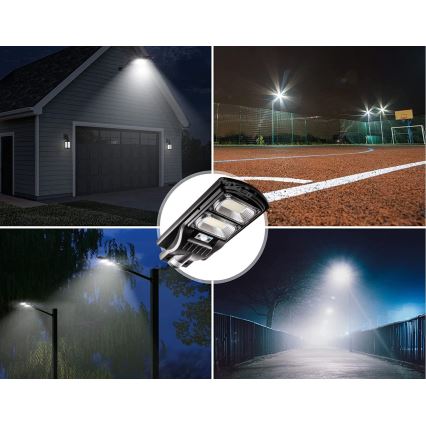 Dimmbare LED-Solar-Straßenlaterne mit Sensor LED/120W/6V 6500K IP65 schwarz + Fernbedienung