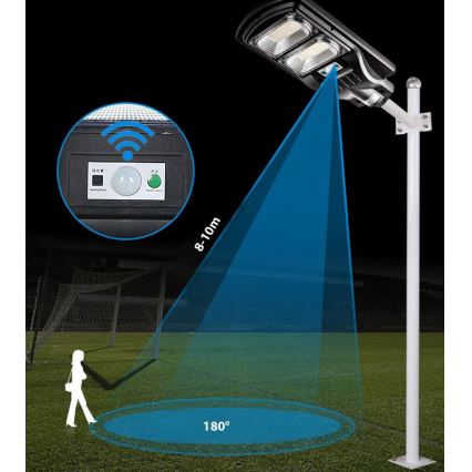 Dimmbare LED-Solar-Straßenlaterne mit Sensor LED/120W/6V 6500K IP65 schwarz + Fernbedienung